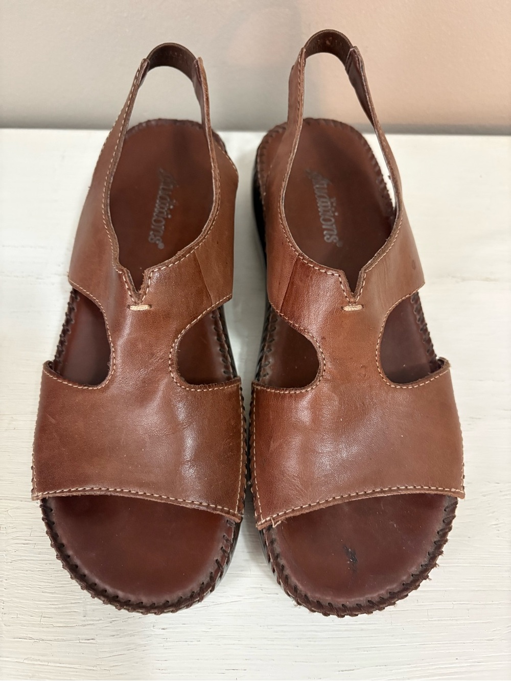 Auditions Brown Leather Slingback Sandals